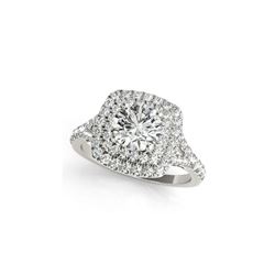 1.6 ctw Certified VS/SI Diamond Solitaire Halo Ring 18K White Gold