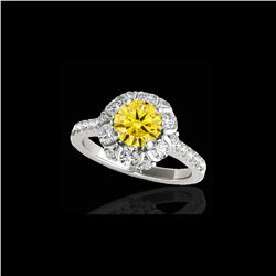 2.05 ctw Certified SI/I Fancy Intense Yellow Diamond Ring 10K White Gold