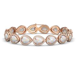17.15 ctw Opal & Diamond Micro Pave Halo Bracelet 10K Rose Gold