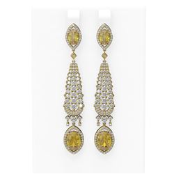9.84 ctw Canary Citrine & Diamond Earrings 18K Yellow Gold