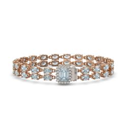 19.96 ctw Aquamarine & Diamond Bracelet 14K Rose Gold