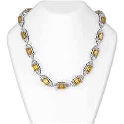 87.89 ctw Canary Citrine & Diamond Necklace 18K White Gold