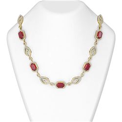 53.7 ctw Ruby & Diamond Necklace 18K Yellow Gold