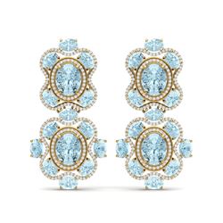 34.96 ctw Sky Topaz & VS Diamond Earrings 18K Yellow Gold