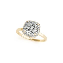 1.15 ctw Certified VS/SI Cushion Diamond Halo Ring 18K Yellow Gold