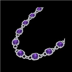 66 ctw Amethyst & Micro VS/SI Diamond Eternity Necklace 14K White Gold