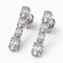 3.74 ctw Oval Diamond Earrings 18K White Gold