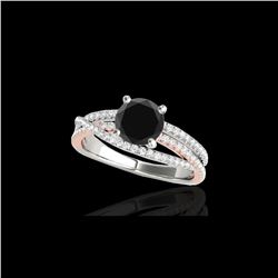 1.4 ctw Certified VS Black Diamond Solitaire Ring 10K White & Rose Gold