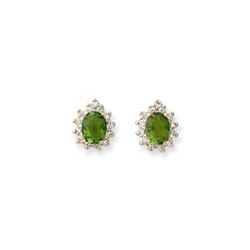 3.75 ctw Green Tourmaline & Diamond Earrings 14K Yellow Gold