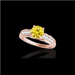 1.2 ctw Certified SI/I Fancy Intense Yellow Diamond Ring 10K Rose Gold