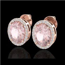 5.50 ctw Morganite & Micro VS/SI Diamond Halo Earrings 14K Rose Gold