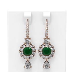 9.31 ctw Emerald & Diamond Earrings 18K Rose Gold