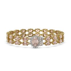 27.57 ctw Morganite & Diamond Bracelet 14K Yellow Gold