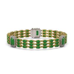 20.53 ctw Jade & Diamond Bracelet 14K Yellow Gold