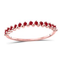 10kt Rose Gold Round Ruby Single Row Stackable Ring 1/8 Cttw
