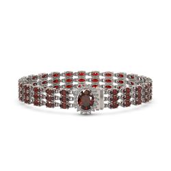 22.57 ctw Garnet & Diamond Bracelet 14K White Gold