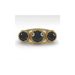 2 ctw Past Present Future Black Diamond Ring 18K Yellow Gold