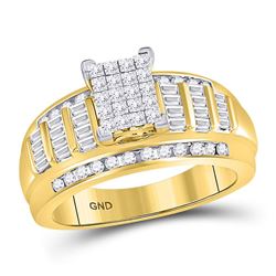 10kt Yellow Gold Princess Diamond Cluster Bridal Wedding Engagement Ring 7/8 Cttw