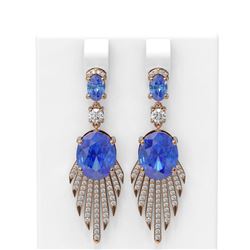 9.99 ctw Tanzanite & Diamond Earrings 18K Rose Gold