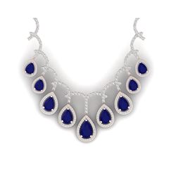 31.5 ctw Sapphire & VS Diamond Necklace 18K Rose Gold