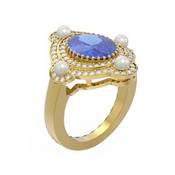 4.88 ctw Tanzanite & Diamond Ring 18K Yellow Gold