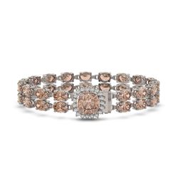 16.93 ctw Morganite & Diamond Bracelet 14K White Gold