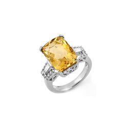 9.55 ctw Citrine & Diamond Ring 14K White Gold