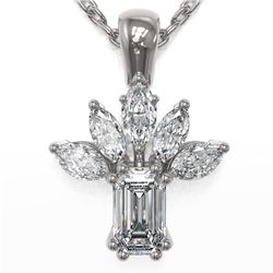 1.5 ctw Emerald Cut Diamond Designer Necklace 18K White Gold