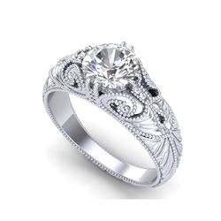 1 ctw VS/SI Diamond Solitaire Art Deco Ring 18K White Gold