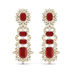 30.25 ctw Designer Ruby & VS Diamond Earrings 18K Yellow Gold