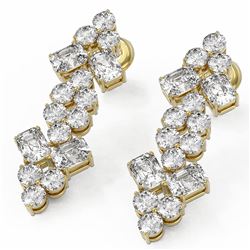 4 ctw Emerald Cut Diamond Designer Earrings 18K Yellow Gold