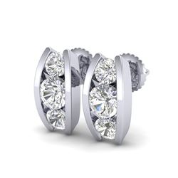2.18 ctw VS/SI Diamond Solitaire Art Deco Stud Earrings 18K White Gold