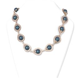 22 ctw Diamond and Pearl Necklace 18K Rose Gold