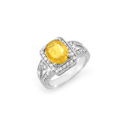 3.55 ctw Yellow Sapphire & Diamond Ring 14K White Gold