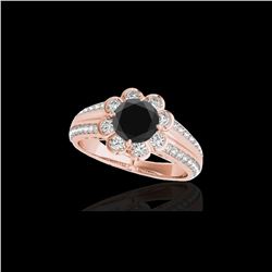 1.5 ctw Certified VS Black Diamond Solitaire Halo Ring 10K Rose Gold