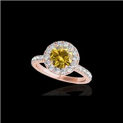 2 ctw Certified SI/I Fancy Intense Yellow Diamond Halo Ring 10K Rose Gold
