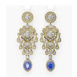 14.12 ctw Tanzanite & Diamond Earrings 18K Yellow Gold