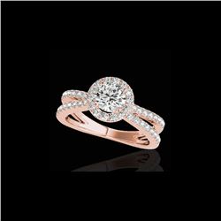 1.55 ctw Certified Diamond Solitaire Halo Ring 10K Rose Gold