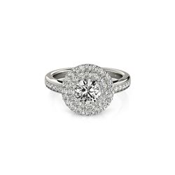 0.85 ctw Certified VS/SI Diamond Halo Ring 18K White Gold