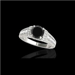 1.75 ctw Certified VS Black Diamond Solitaire Antique Ring 10K White Gold