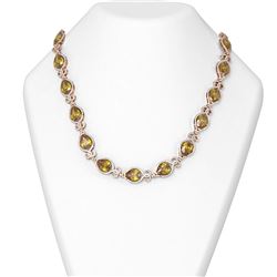 61.33 ctw Canary Citrine & Diamond Necklace 18K Rose Gold
