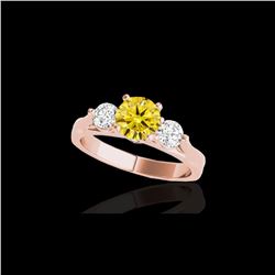 1.50 ctw Certified SI Intense Yellow Diamond 3 Stone Ring 10K Rose Gold