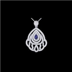 2 ctw Tanzanite & Micro Pave VS/SI Diamond Necklace 18K White Gold