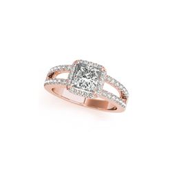 1.26 ctw Certified VS/SI Princess Diamond Halo Ring 18K Rose Gold