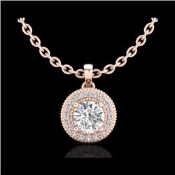 1 ctw VS/SI Diamond Solitaire Art Deco Stud Necklace 18K Rose Gold