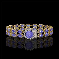 16.96 ctw Tanzanite & Diamond Bracelet 14K Yellow Gold