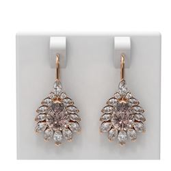 10.6 ctw Morganite & Diamond Earrings 18K Rose Gold