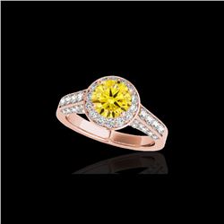 2.56 ctw Certified SI/I Fancy Intense Yellow Diamond Ring 10K Rose Gold