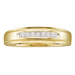 14kt Yellow Gold Mens Round Diamond Channel-set Wedding Anniversary Band Ring 1/12 Cttw