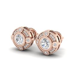 1.5 ctw VS/SI Diamond Solitaire Art Deco Stud Earrings 18K Rose Gold